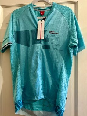 NWT XL Men's Santic Performance Cycling Jersey - Aqua Blue Turquoise Back pocket